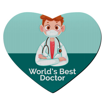 World's Best Doctor, Mousepad καρδιά 23x20cm