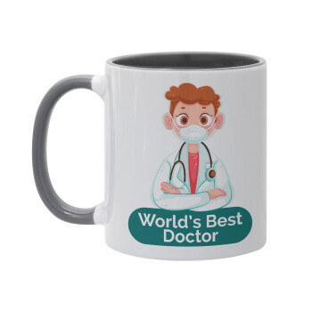 World's Best Doctor, Κούπα χρωματιστή γκρι, κεραμική, 330ml