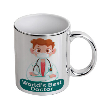 World's Best Doctor, Mug ceramic, silver mirror, 330ml