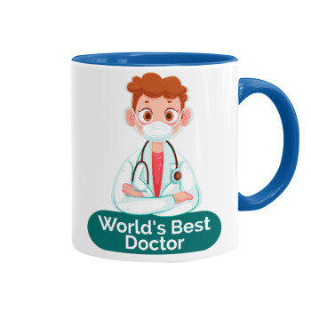 World's Best Doctor, Κούπα χρωματιστή μπλε, κεραμική, 330ml