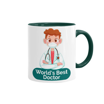 World's Best Doctor, Κούπα χρωματιστή πράσινη, κεραμική, 330ml