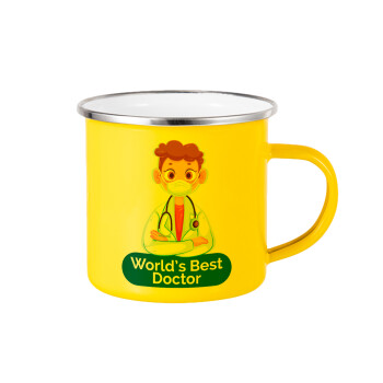 World's Best Doctor, Yellow Enamel Metallic Cup 360ml