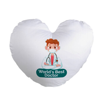 World's Best Doctor, Μαξιλάρι καναπέ καρδιά 40x40cm περιέχεται το  γέμισμα