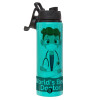Metallic water bottle with safety lid, 850ml aluminum