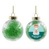 Transparent Christmas tree ball ornament with green filling 8cm
