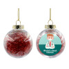 Transparent Christmas tree ball ornament with red filling 8cm