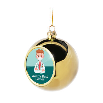 World's Best Doctor, Golden Christmas tree ball ornament 8cm