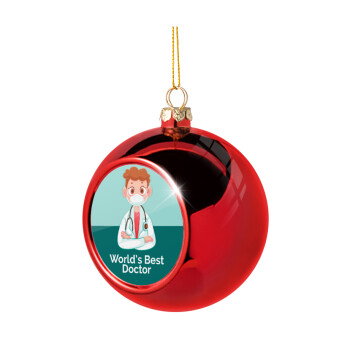 World's Best Doctor, Christmas tree ball Red 8cm