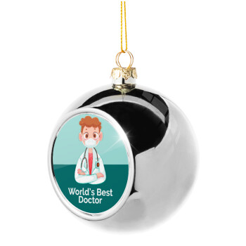 World's Best Doctor, Χριστουγεννιάτικη μπάλα δένδρου Ασημένια 8cm