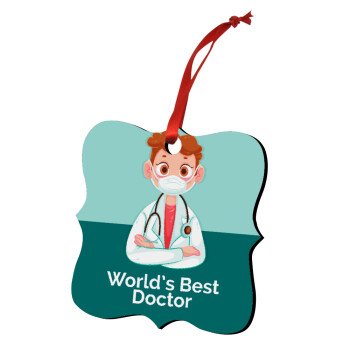 World's Best Doctor, Χριστουγεννιάτικο στολίδι polygon ξύλινο 7.5cm