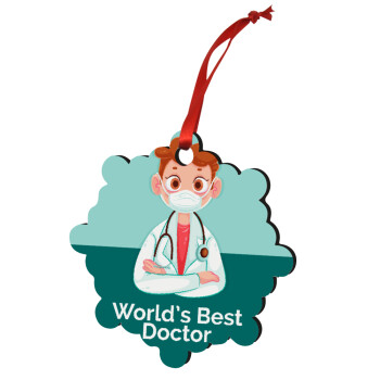 World's Best Doctor, Χριστουγεννιάτικο στολίδι snowflake ξύλινο 7.5cm