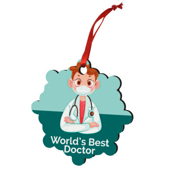 World's Best Doctor, Στολίδι Χριστουγεννιάτικο στολίδι snowflake ξύλινο 7.5cm