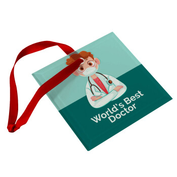 World's Best Doctor, Christmas ornament, glass square ornament 9x9cm