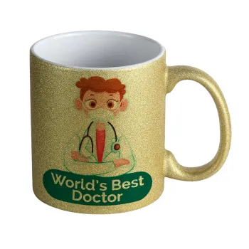 World's Best Doctor, Κούπα Χρυσή Glitter που γυαλίζει, κεραμική, 330ml