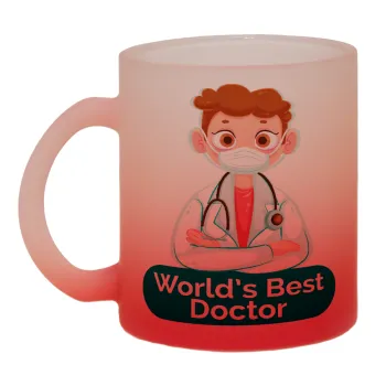 World's Best Doctor, Κούπα γυάλινη δίχρωμη με βάση το κόκκινο ματ, 330ml