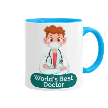 World's Best Doctor, Κούπα χρωματιστή γαλάζια, κεραμική, 330ml