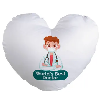 World's Best Doctor, Μαξιλάρι καναπέ καρδιά 40x40cm περιέχεται το  γέμισμα