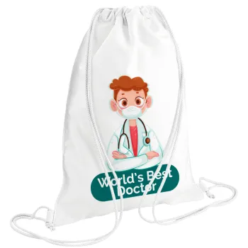 World's Best Doctor, Backpack pouch GYMBAG white (28x40cm)