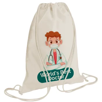 World's Best Doctor, Backpack bag GYMBAG natural (28x40cm)