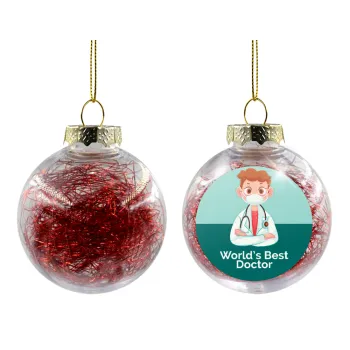 World's Best Doctor, Transparent Christmas tree ball ornament with red filling 8cm