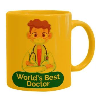 World's Best Doctor, Κούπα, κεραμική κίτρινη, 330ml