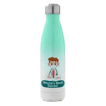 World's Best Doctor, Metal mug thermos Green/White (Stainless steel), double wall, 500ml