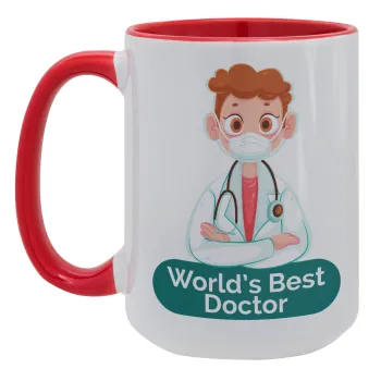 World's Best Doctor, Κούπα Mega 15oz, κεραμική Κόκκινη, 450ml