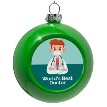World's Best Doctor, Green Christmas tree ornament bauble 8cm