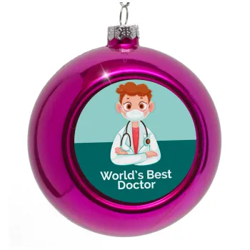 World's Best Doctor, Purple Christmas tree ornament bauble 8cm