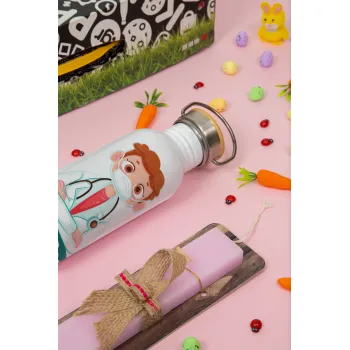 World's Best Doctor, Πασχαλινή Λαμπάδα με παγούρι μεταλλικό (620ml, stainless steel) & κερί αρωματικό πλακέ (30cm) (ΡΟΖ)