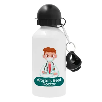 World's Best Doctor, Μεταλλικό παγούρι νερού, Λευκό, αλουμινίου 500ml