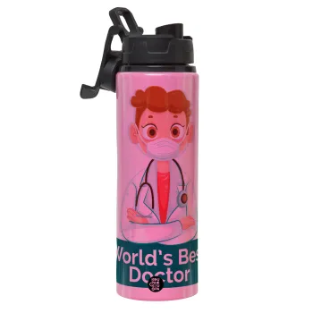 World's Best Doctor, Μεταλλικό παγούρι νερού με καπάκι ασφαλείας, αλουμινίου 850ml