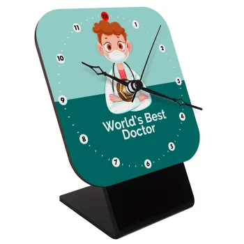 World's Best Doctor, Επιτραπέζιο ρολόι ξύλινο με δείκτες (10cm)