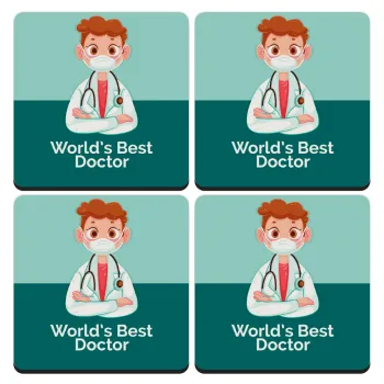 World's Best Doctor, ΣΕΤ 4 Σουβέρ ξύλινα τετράγωνα (9cm)