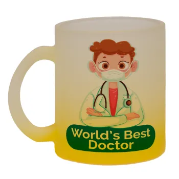 World's Best Doctor, Κούπα γυάλινη δίχρωμη με βάση το κίτρινο ματ, 330ml