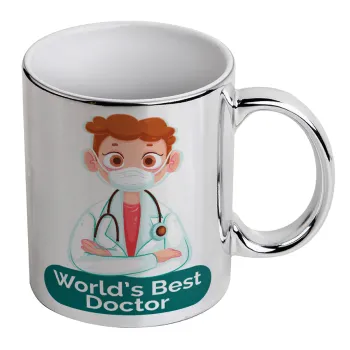 World's Best Doctor, Mug ceramic, silver mirror, 330ml