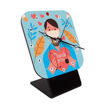 Doctor Thanks You, Quartz Wooden table clock with hands (10cm)
