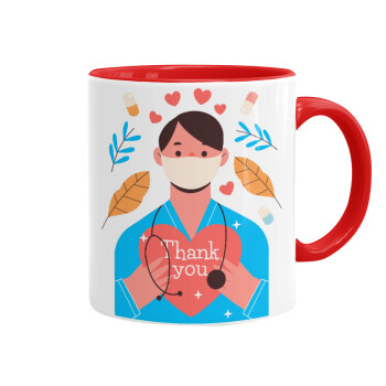 Doctor Thanks You, Mug colored red, ceramic, 330ml
