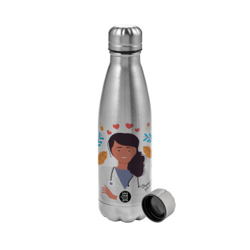 Doctor Thanks You, Metallic water bottle, stainless steel, 750ml