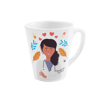 Doctor Thanks You, Κούπα κωνική Latte Λευκή, κεραμική, 300ml
