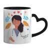 Mug heart black handle, ceramic, 330ml
