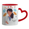 Mug heart red handle, ceramic, 330ml