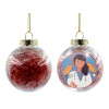 Transparent Christmas tree ball ornament with red filling 8cm