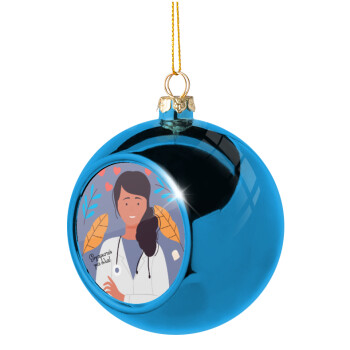 Ευχαριστώ για όλα γιατρέ, Χριστουγεννιάτικη μπάλα δένδρου Μπλε 8cm