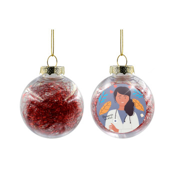 Doctor Thanks You, Transparent Christmas tree ball ornament with red filling 8cm