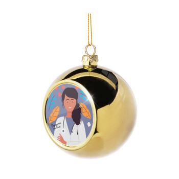 Ευχαριστώ για όλα γιατρέ, Χριστουγεννιάτικη μπάλα δένδρου Χρυσή 8cm