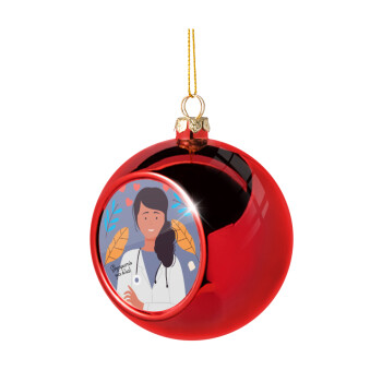 Ευχαριστώ για όλα γιατρέ, Χριστουγεννιάτικη μπάλα δένδρου Κόκκινη 8cm