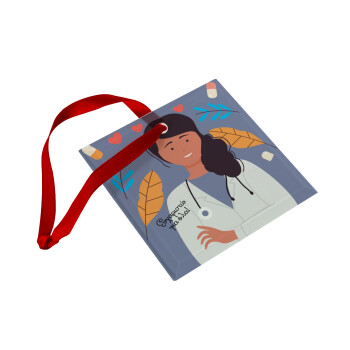 Doctor Thanks You, Christmas ornament, glass square ornament 9x9cm