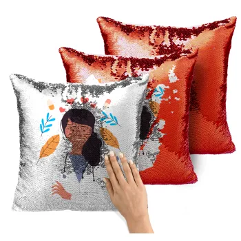 Doctor Thanks You, Μαξιλάρι καναπέ Μαγικό Κόκκινο με πούλιες 40x40cm περιέχεται το γέμισμα