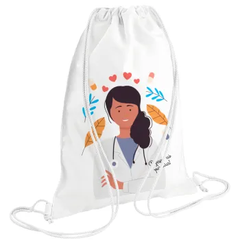Doctor Thanks You, Backpack pouch GYMBAG white (28x40cm)